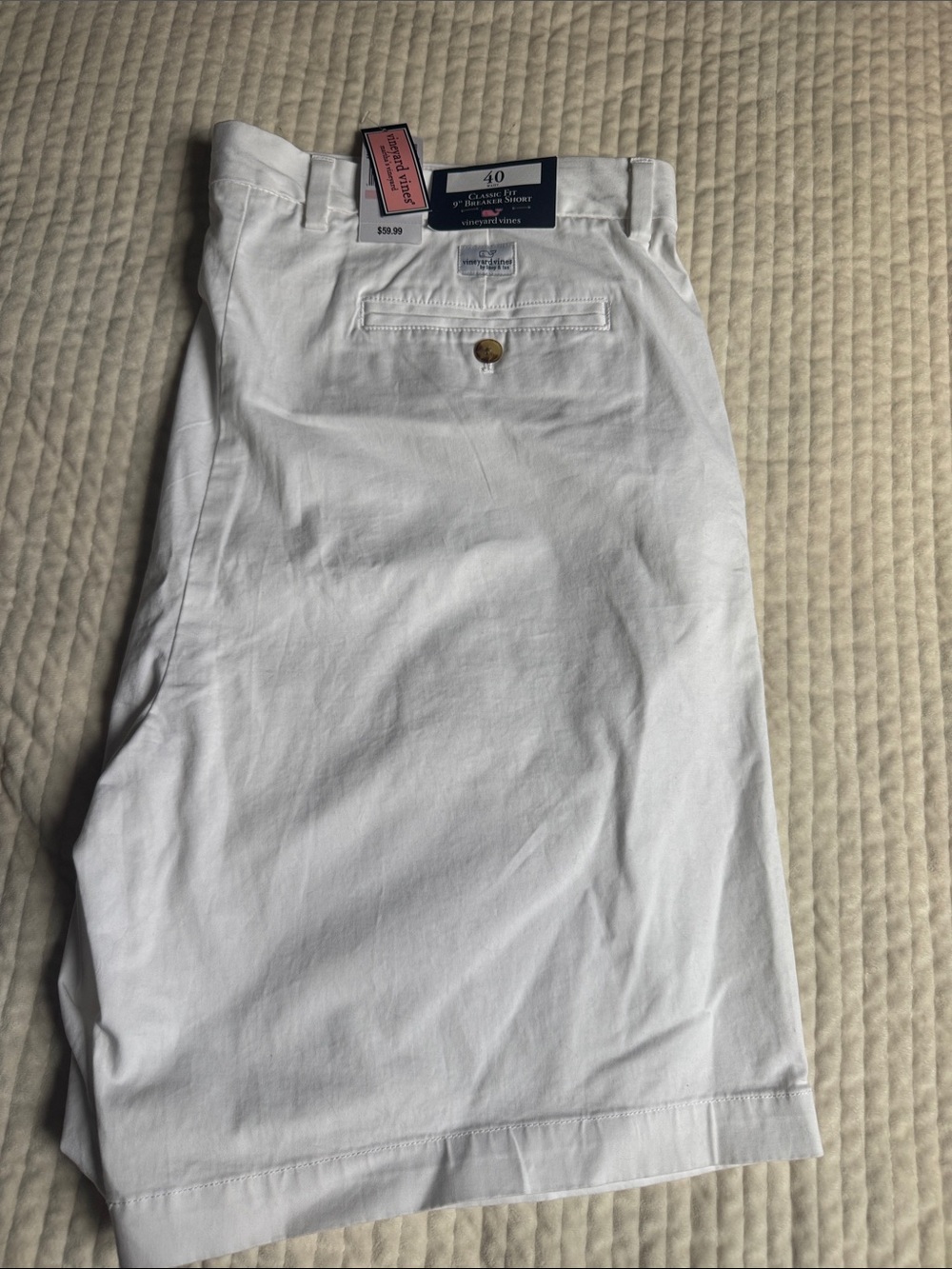 Vineyard Vines White Flat-Front Cotton Shorts